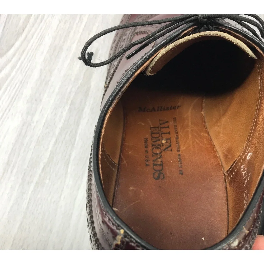 Allen Edmonds McAllister Burgundy Wingtip Oxford Dress Shoes Mens 10 C 6215